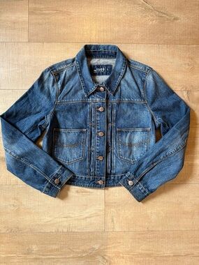 Gap 1969 2010s Jean Jacket Denim Patch Pockets Long Sleeve Button Front Large
